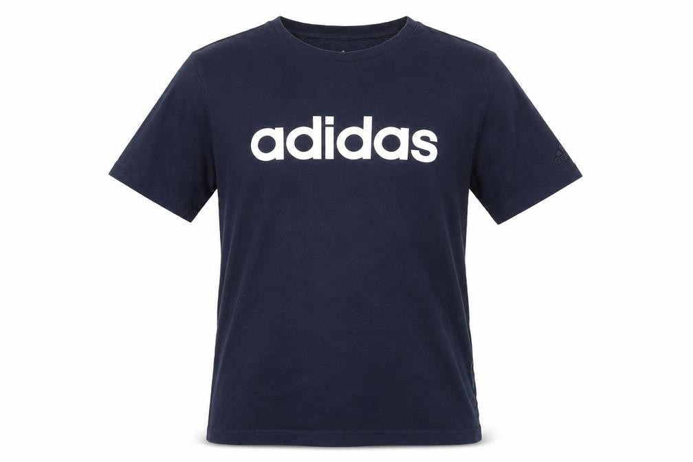 Front view of Adidas Men's Blue Cotton Logo T-Shirt L