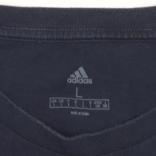 Adidas Men's Blue Cotton Logo T-Shirt L