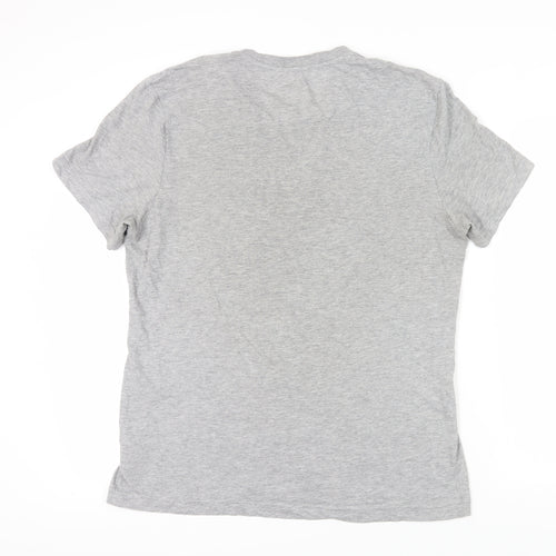 Reebok Men's Grey L Crew Neck T-Shirt, Solid Logo, Excellent