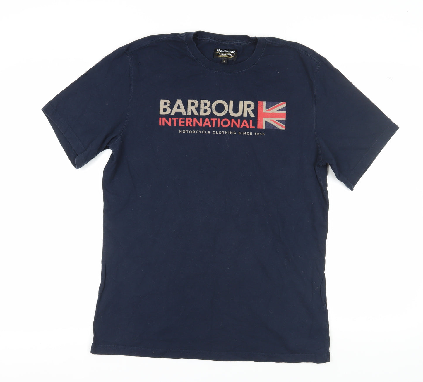 Barbour Men's XL Blue Motorcycle T-Shirt, Logo Accent