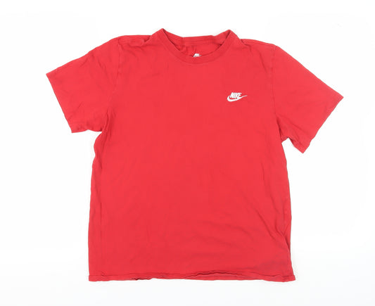 Nike Men's Red Medium Crew Neck T-Shirt Logo Accent