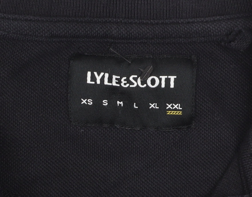 Lyle & Scott Men's Black Polo Shirt, Size L, Short Sleeve