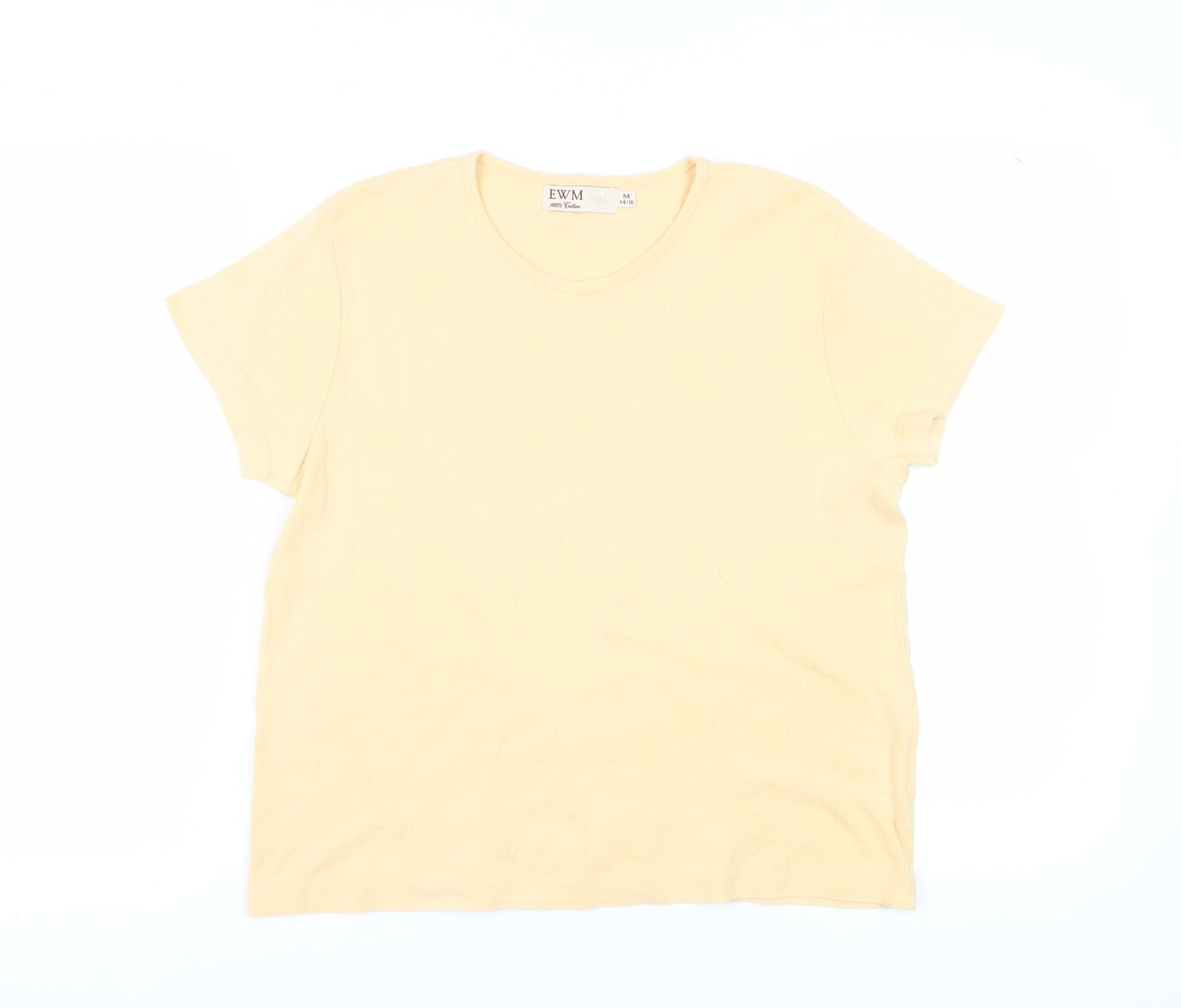 EWM Women's Beige T-Shirt, Size 14, Basic Cotton Top
