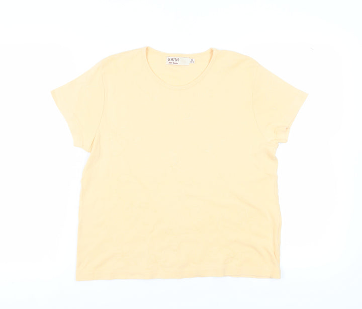 EWM Women's Beige T-Shirt, Size 14, Basic Cotton Top
