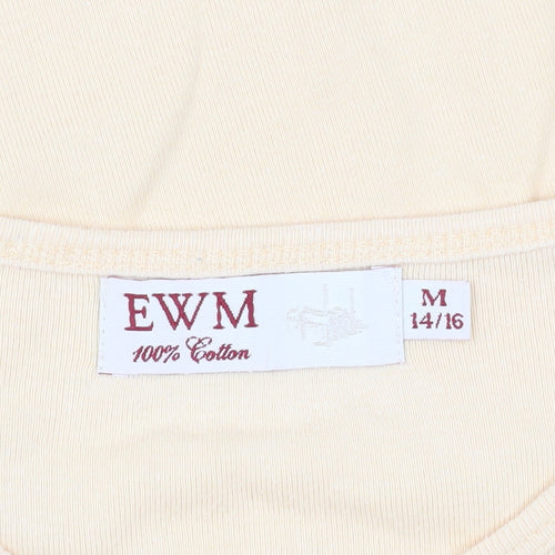 EWM Women's Beige T-Shirt, Size 14, Basic Cotton Top
