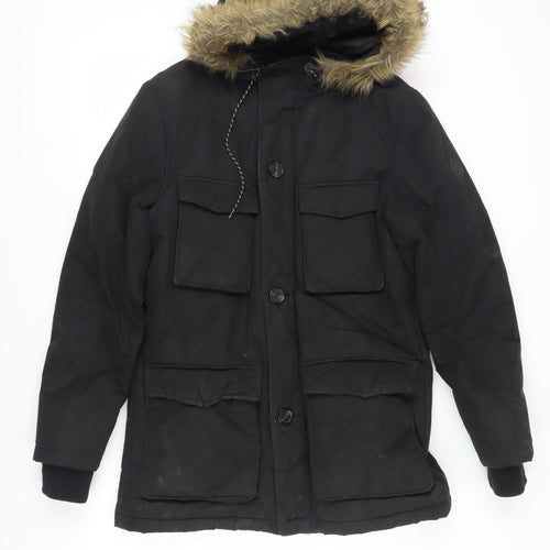 Shore Leave Men's Black Hooded Parka Jacket Size S