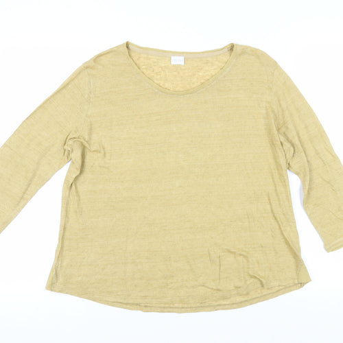 Poetry Women's Beige Long Sleeve Linen T-Shirt, Size 20