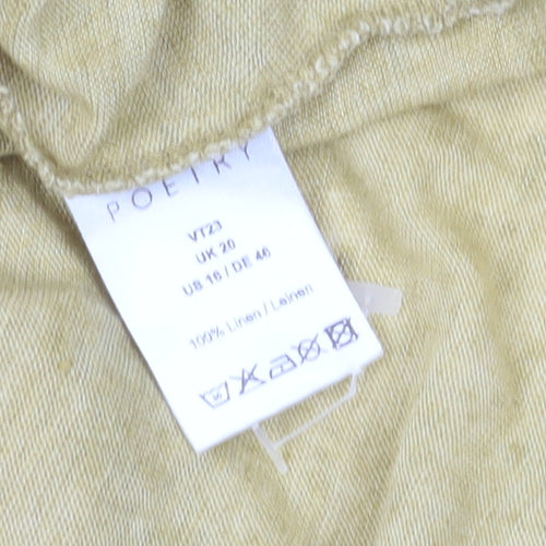 Poetry Women's Beige Long Sleeve Linen T-Shirt, Size 20