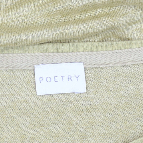 Poetry Women's Beige Long Sleeve Linen T-Shirt, Size 20