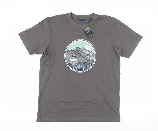 Cotton Traders Men's Grey Nature Graphic T-Shirt, Size M