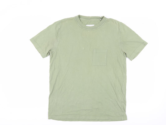 Albam Men's Green Small Cotton Short Sleeve T-Shirt