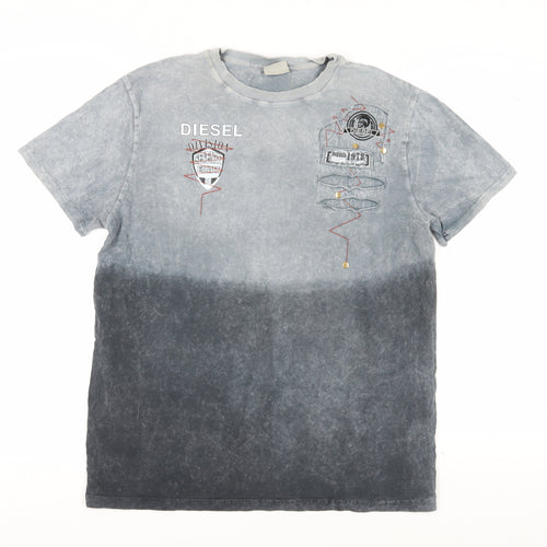 Diesel Men's Grey 2XL Embroidered T-Shirt