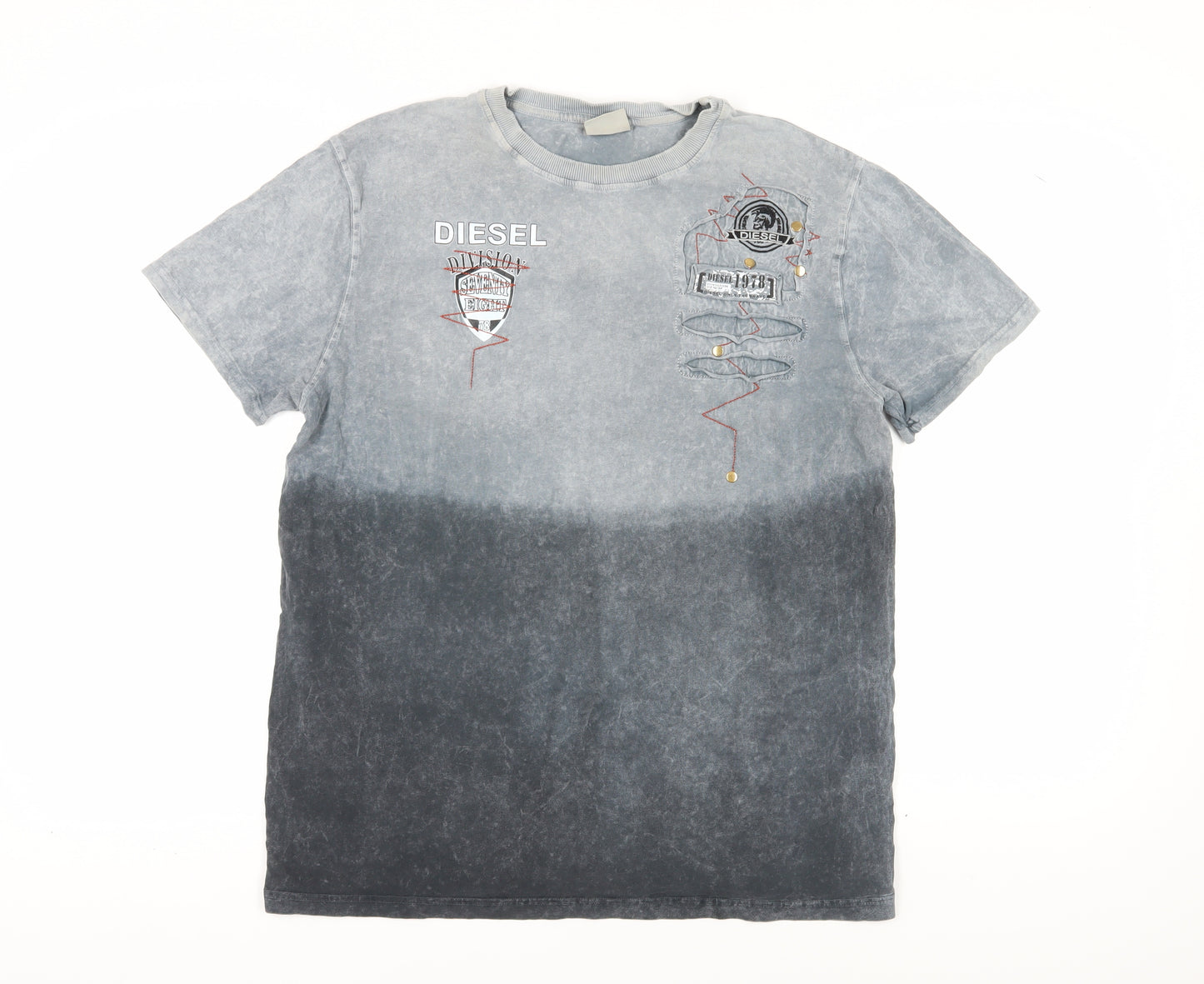 Diesel Men's Grey 2XL Embroidered T-Shirt