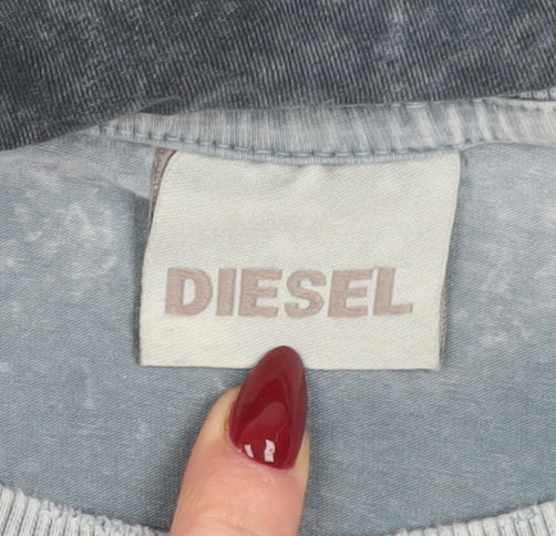 Diesel Men's Grey 2XL Embroidered T-Shirt