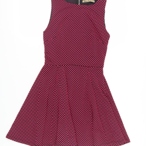Classic Tricot Women's Pink Fit & Flare Polka Dot Dress S