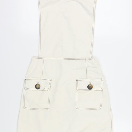 Zara Women Ivory Pinafore Dress S Spring Classic