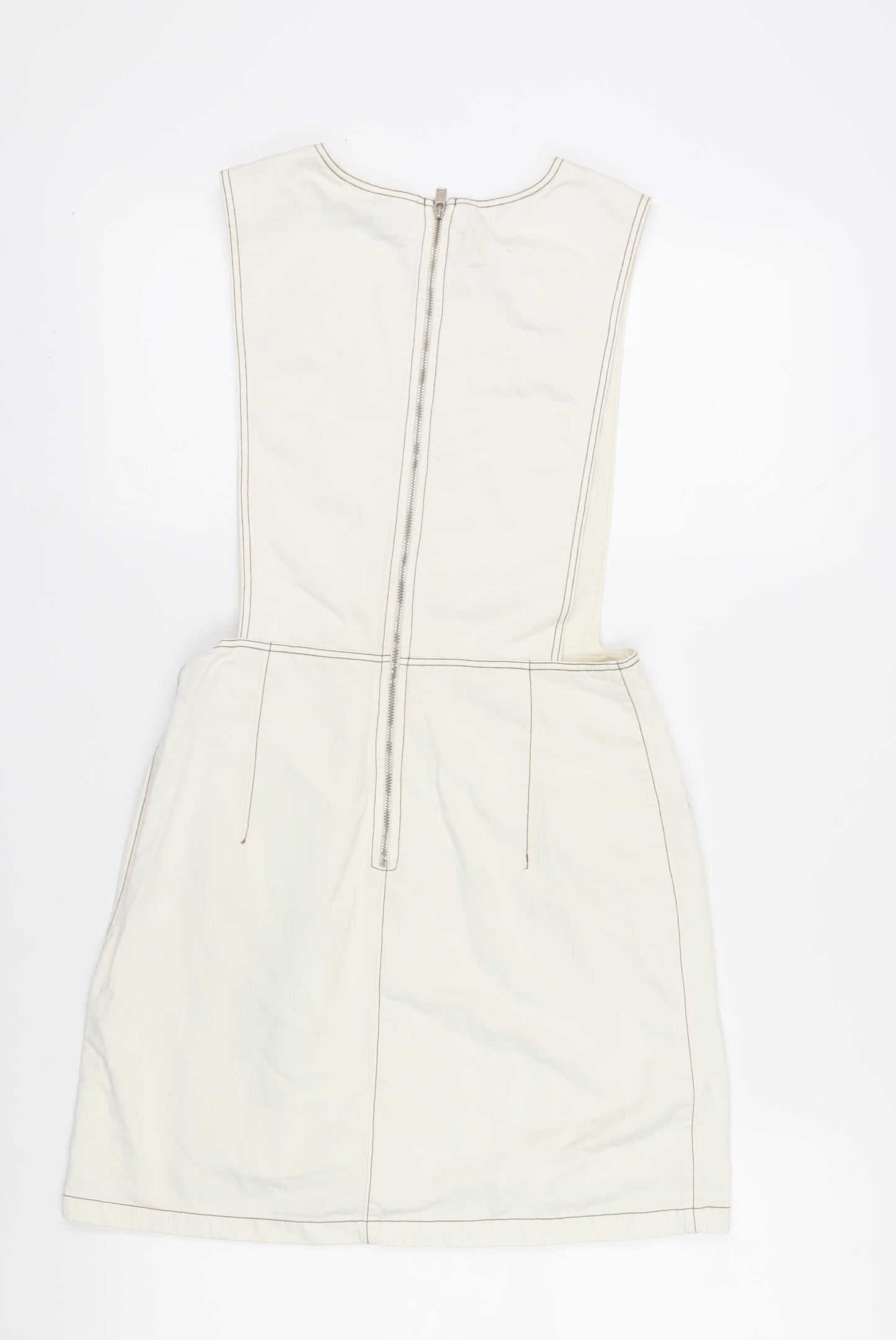 Zara Women Ivory Pinafore Dress S Spring Classic