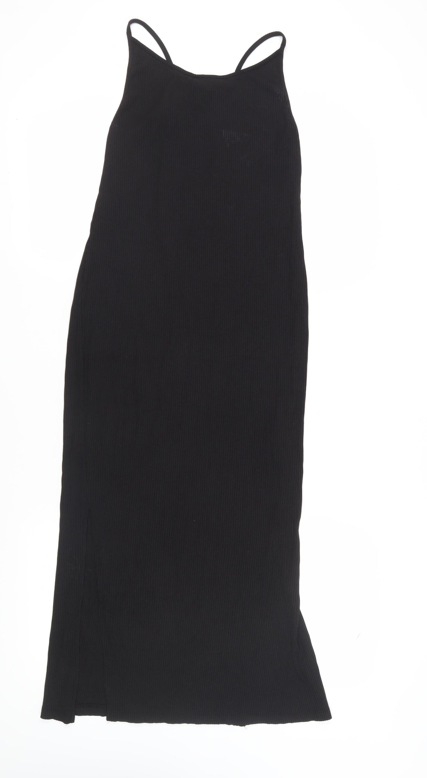 H&M Women's Black Slip Dress M Stretch Knit Casual