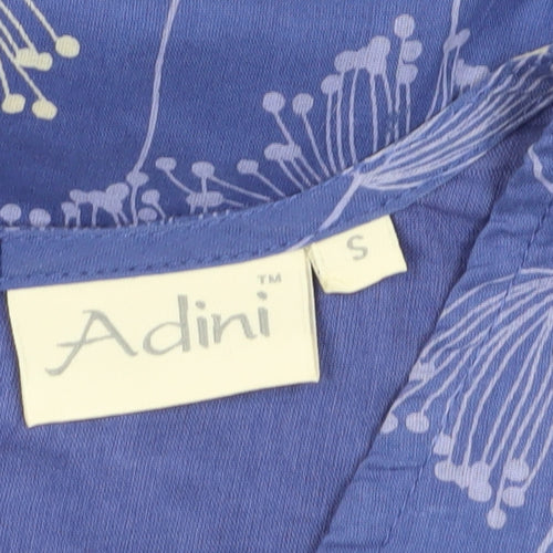Adini Women's Blue Floral Sleeveless Cotton Dress