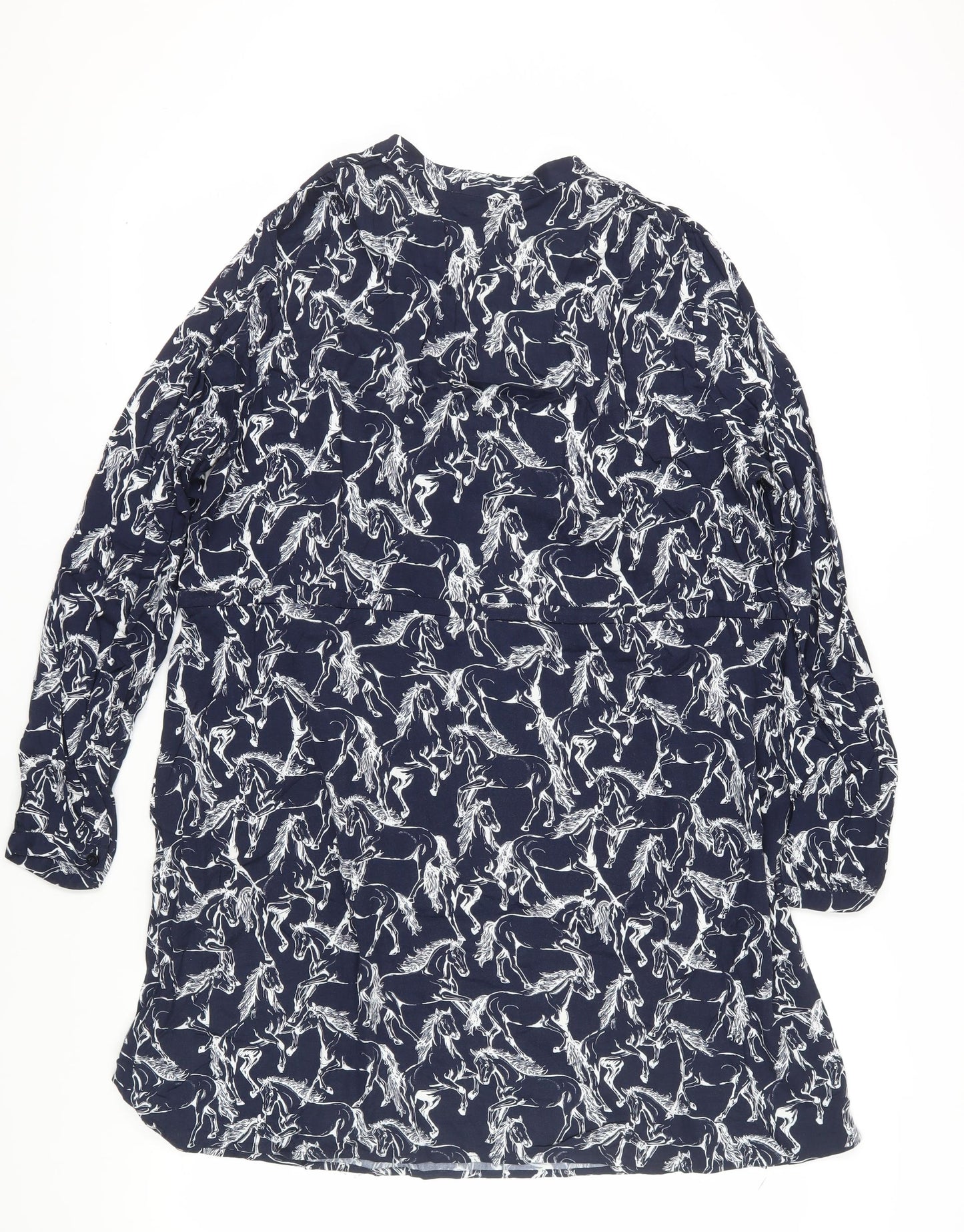 Warehouse Women Blue Animal Print Shirt Dress Size 16