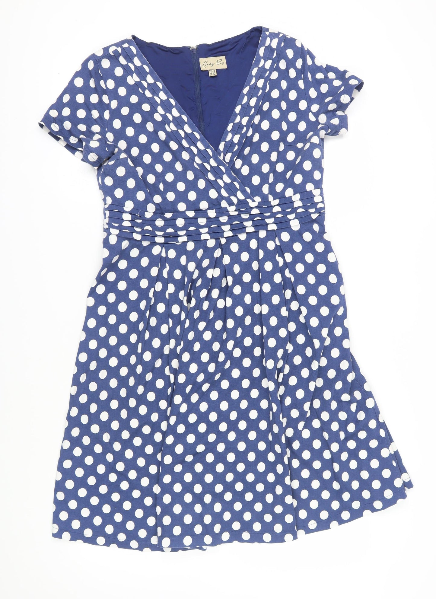 Lindy Bop Women's Blue Polka Dot Fit & Flare Dress - Size 20