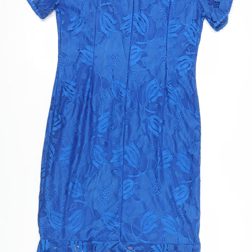 Next Women's Blue Floral Lace Sheath Dress Size 18