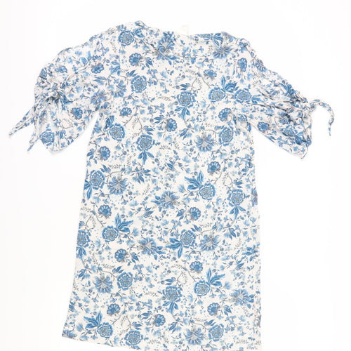 H&M Women's Blue Floral Shift Dress, Size 6