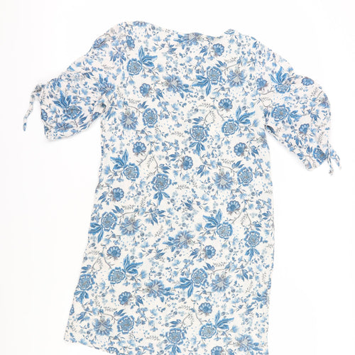 H&M Women's Blue Floral Shift Dress, Size 6