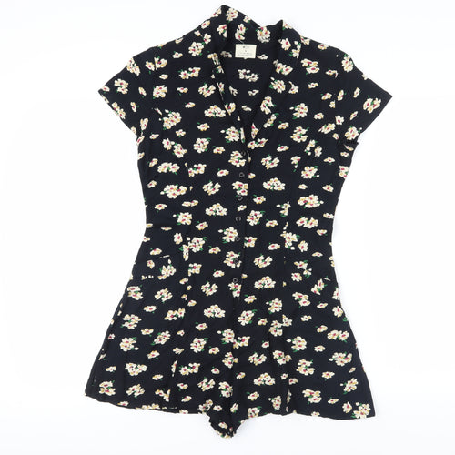 Pins and Needles Black Floral Playsuit S Women