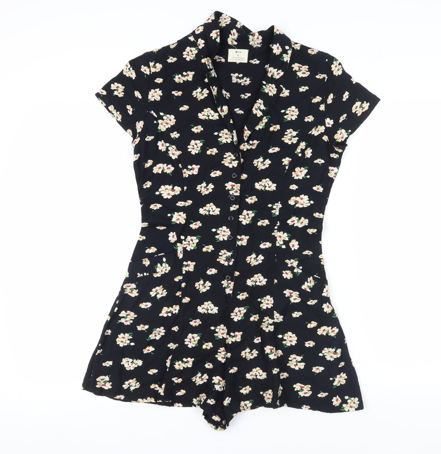 Pins and Needles Black Floral Playsuit S Women