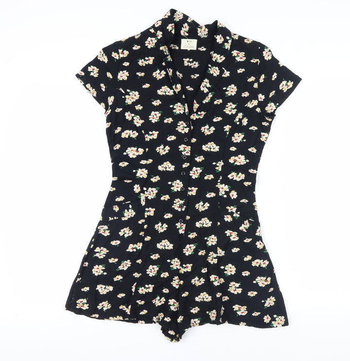 Pins and Needles Black Floral Playsuit S Women
