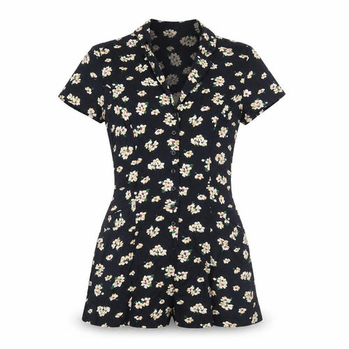Pins and Needles Black Floral Playsuit S Women