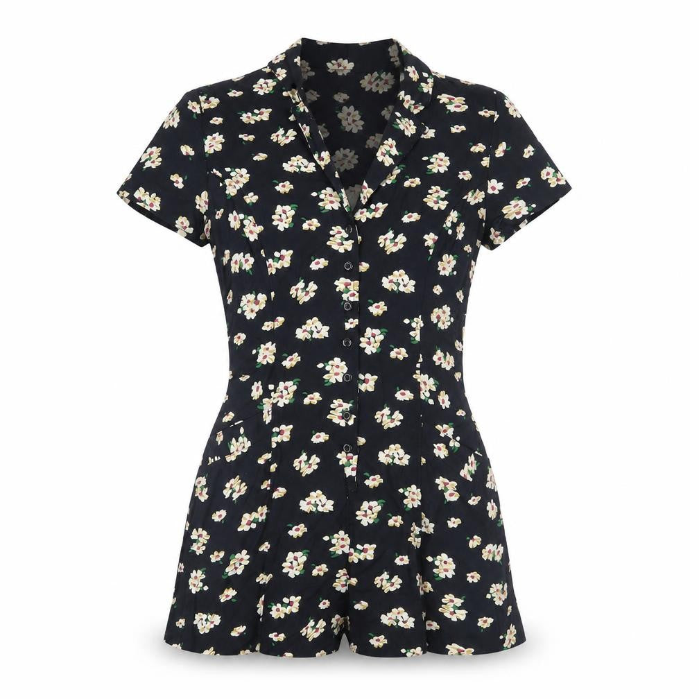 Pins and Needles Black Floral Playsuit S Women