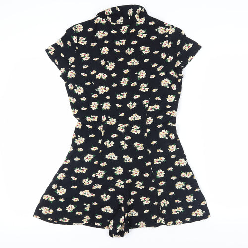 Pins and Needles Black Floral Playsuit S Women