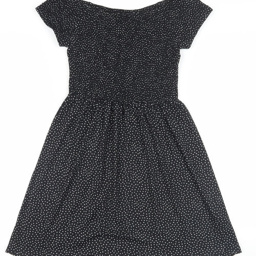 Brave Soul Women's Black XS Off-shoulder Polka Dot Dress