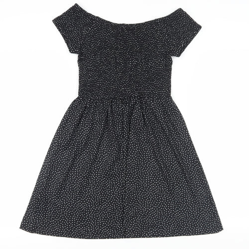 Brave Soul Women's Black XS Off-shoulder Polka Dot Dress