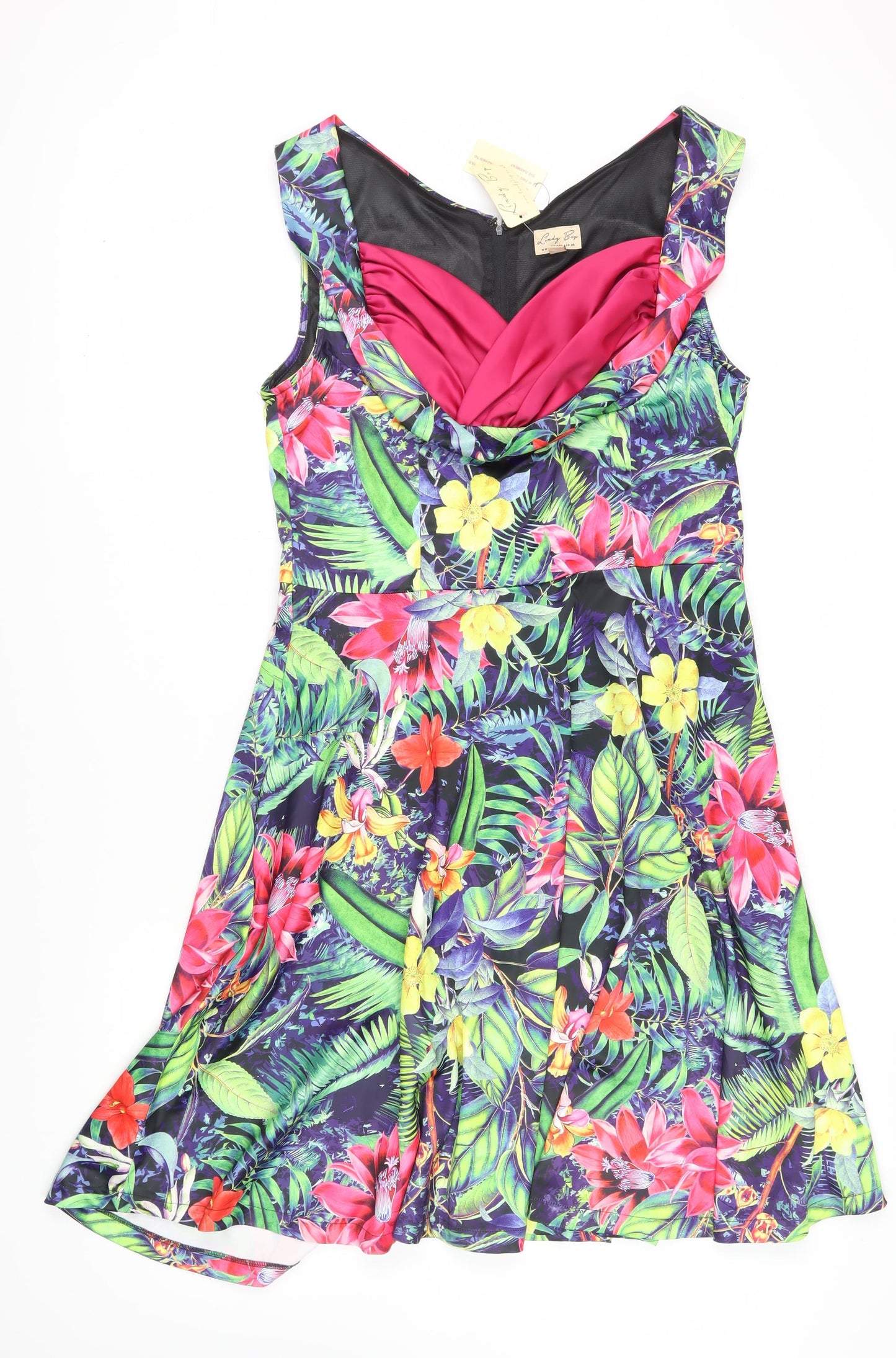 Lindy Bop Women's Multicoloured Floral Fit & Flare Dress, Size 18