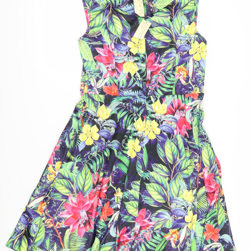 Lindy Bop Women's Multicoloured Floral Fit & Flare Dress, Size 18