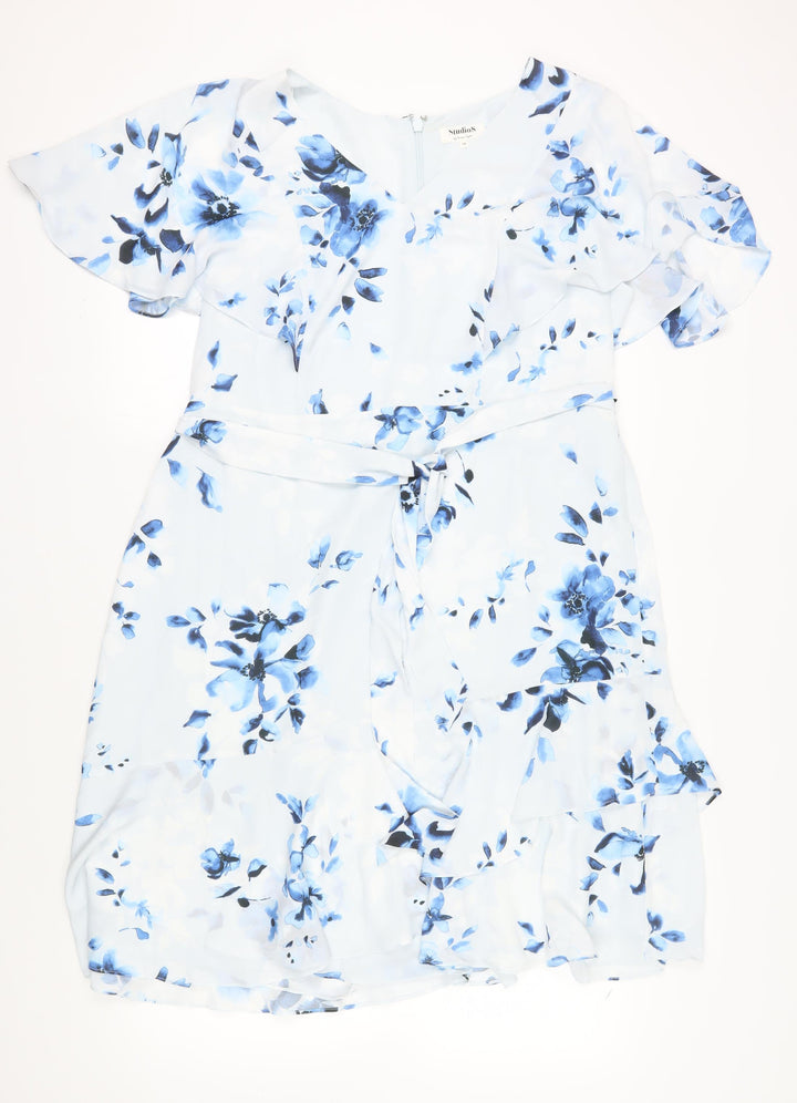 Studio 8 Women's Blue Floral Wrap Dress Size 18