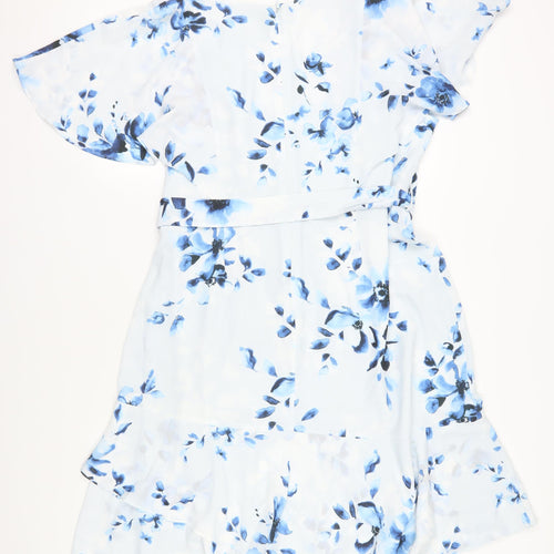 Studio 8 Women's Blue Floral Wrap Dress Size 18