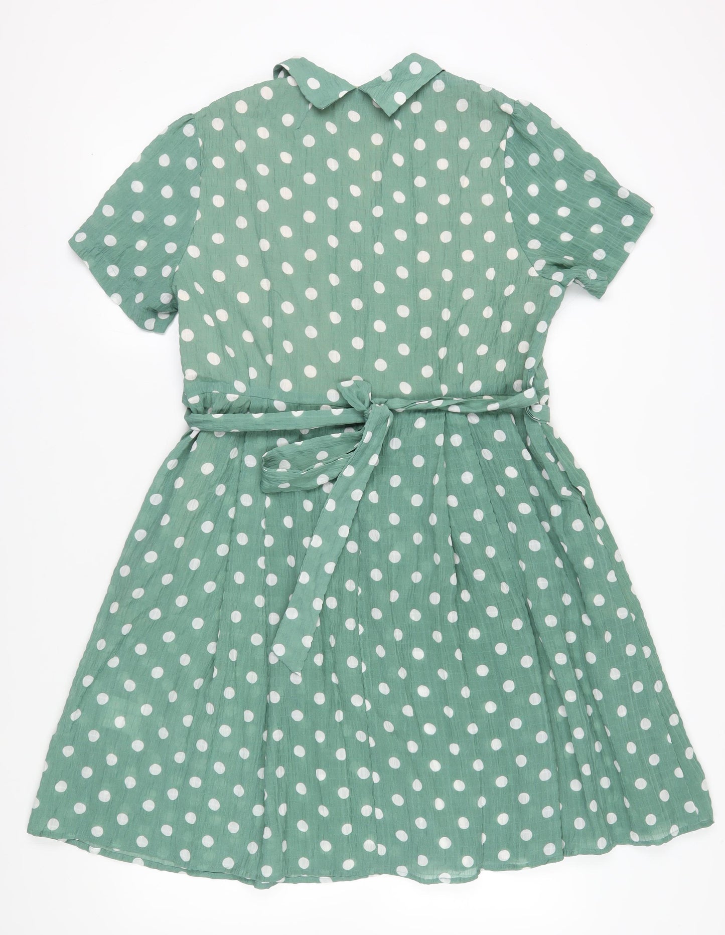 Joanie Women's Green Polka Dot Shirt Dress Size 16