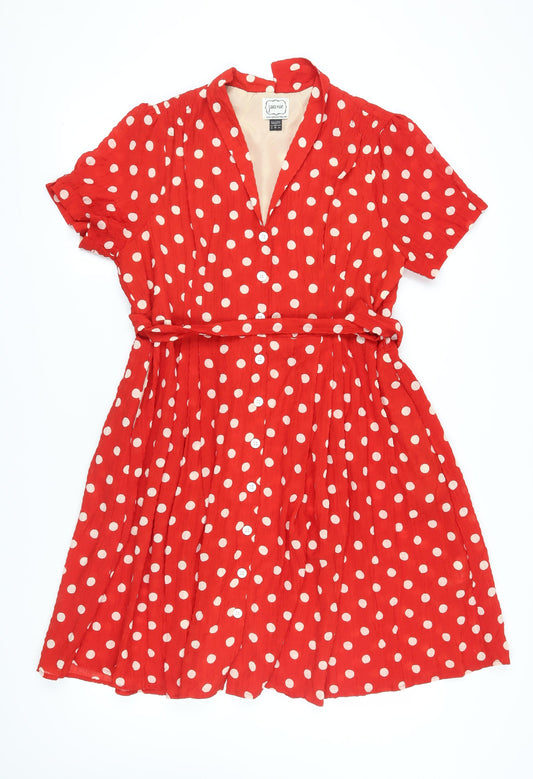 Joanie Women's Red Polka Dot A-Line Dress, Size 16