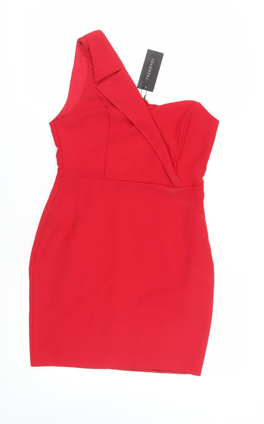 TRENDYOL Women's Red One Shoulder Bodycon Dress Size 14