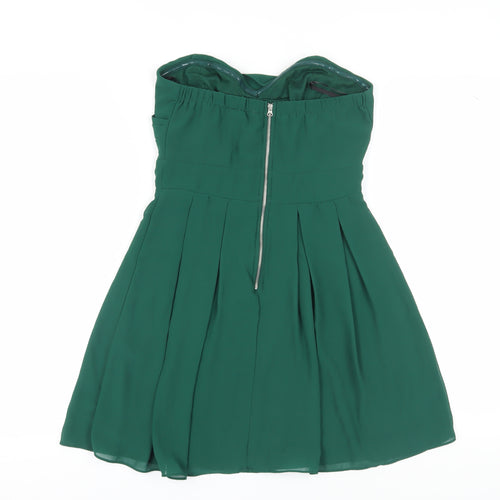 TFNC London Women's Green Strapless Fit & Flare Dress M