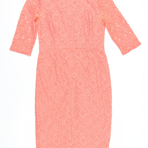 Oasis Women’s Pink Lace Sheath Dress Size 12