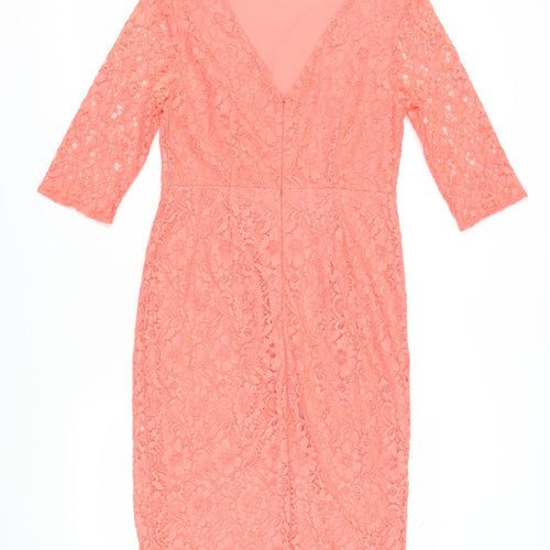 Oasis Women’s Pink Lace Sheath Dress Size 12