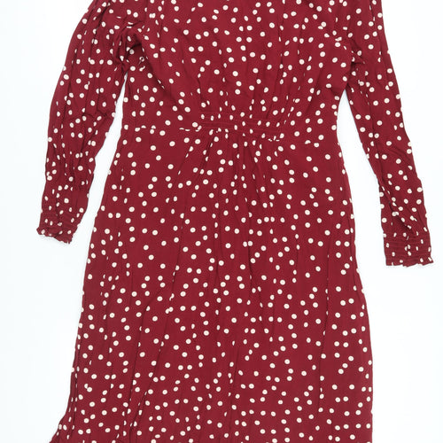 Joanie Women's Red Polka Dot Viscose Dress Size 18