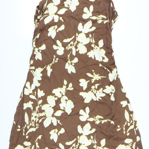 Marks and Spencer Women's Brown Floral Shift Dress Size 18