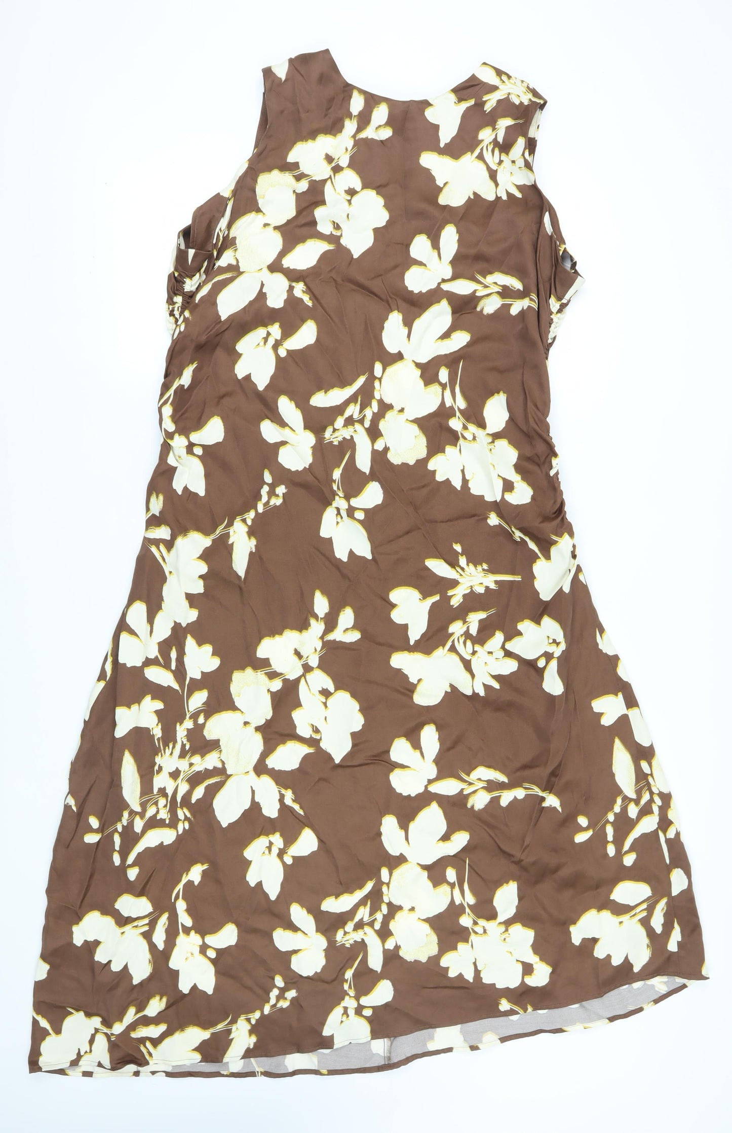 Marks and Spencer Women's Brown Floral Shift Dress Size 18