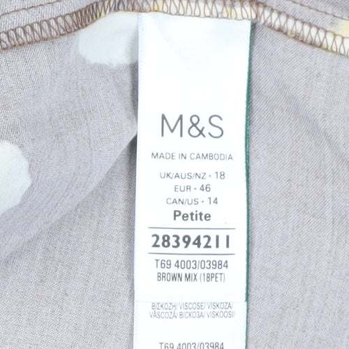 Marks and Spencer Women's Brown Floral Shift Dress Size 18